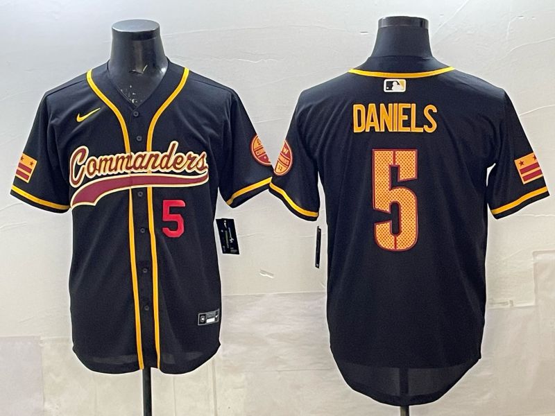 Men 2025 Nike Washington Commanders #5 Daniels Black 3th generation Joint Name Limited NFL Jersey 009->washington commanders->NFL Jersey